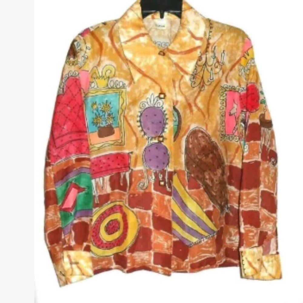 Todd Oldham VTG  Large Storytime Paint Print Top